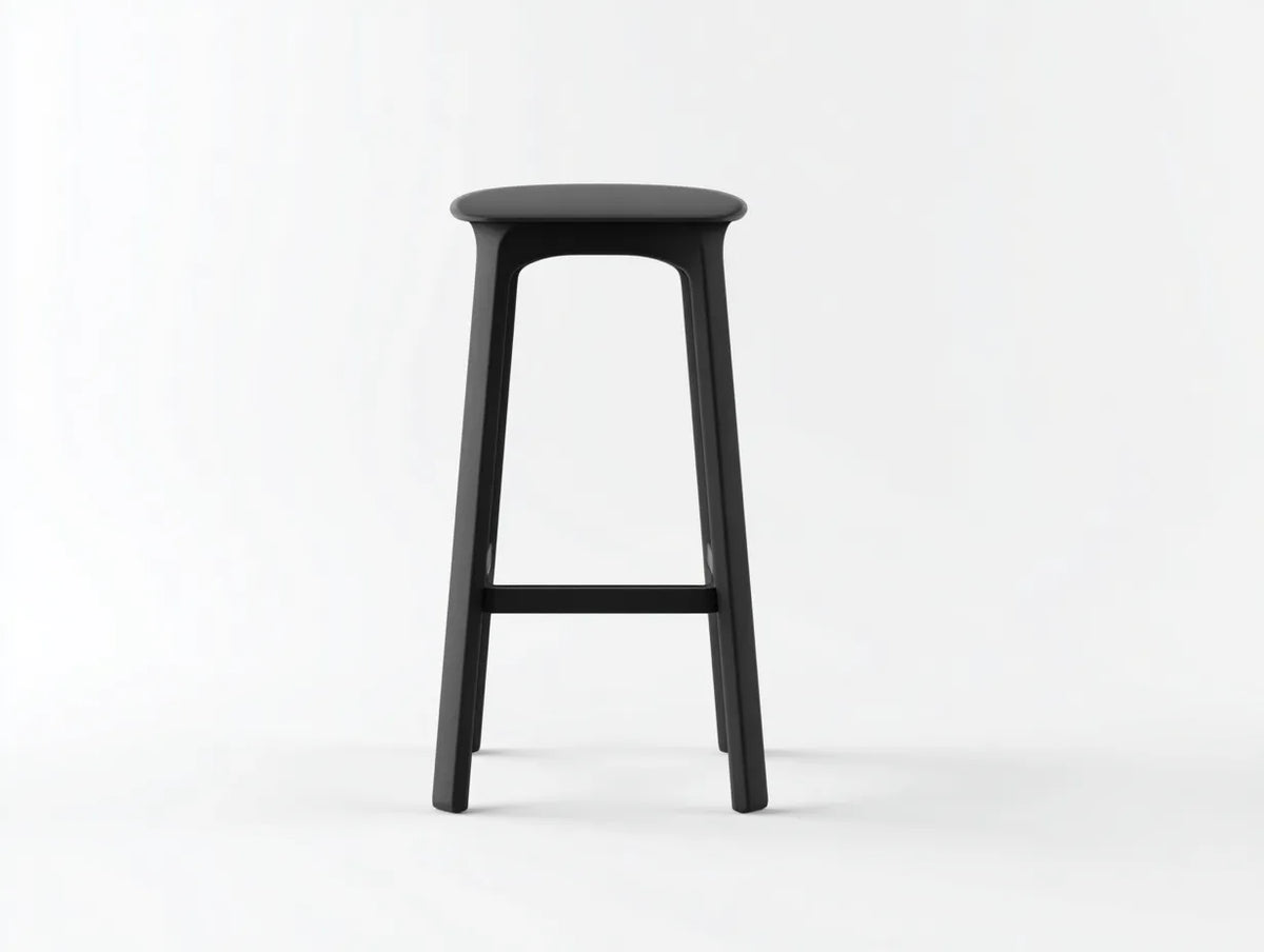 Taburete de bar para exteriores de polipropileno 39×37×76 cm - negro - asiento redondeado para terraza