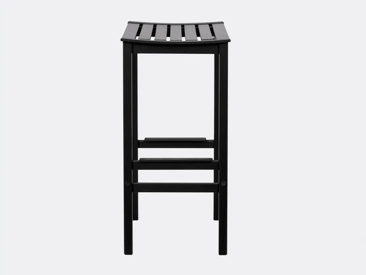 Taburete de bar para exteriores 40×36×78 cm - madera negra - asiento curvo para terraza