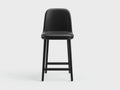 Taburete de bar para exteriores de metal y piel sintética 47×51×105 cm - negro - respaldo acolchado de perfil curvo para terraza