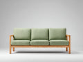 Sofá de 3 plazas de madera y tejido 208×84×81 cm - verde salvia y madera natural - diseño escandinavo para salón
