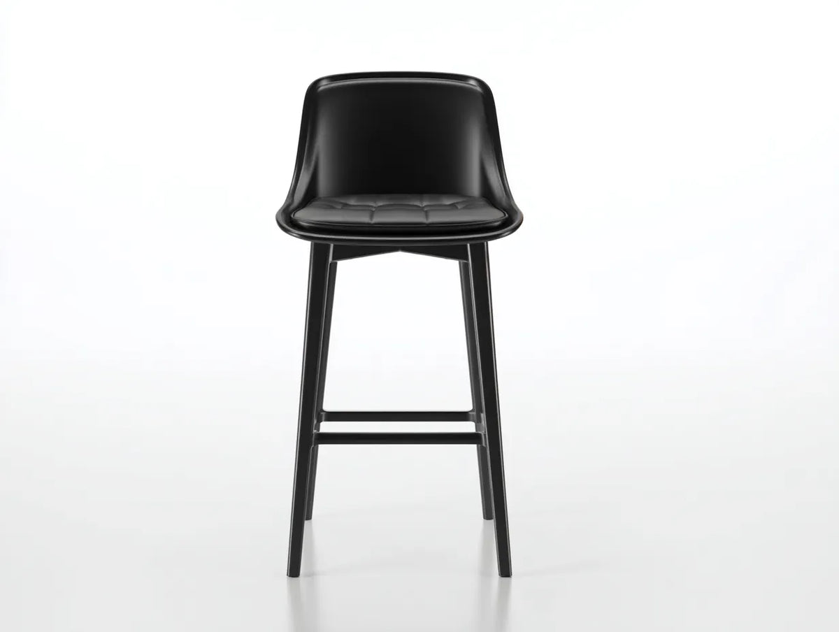 Taburete de bar para exteriores de metal y polipropileno 48×52×104 cm - negro - asiento acolchado envolvente para terraza