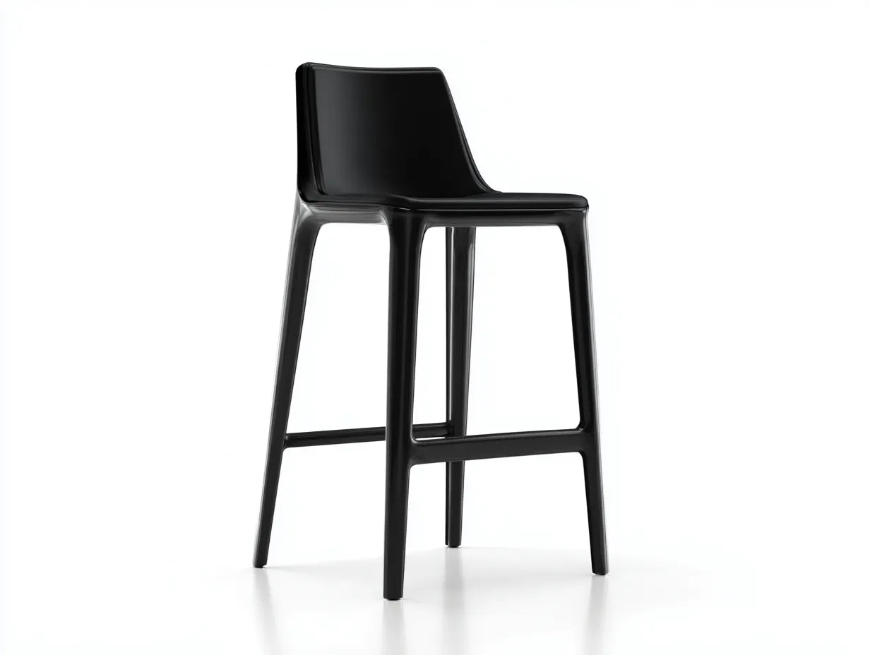 Taburete de bar para exteriores 49×52×101 cm - resina negra - diseño continuo con respaldo