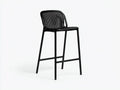 Taburete de bar para exteriores de metal y fibra sintética 47×51×103 cm - negro - respaldo trenzado para terraza