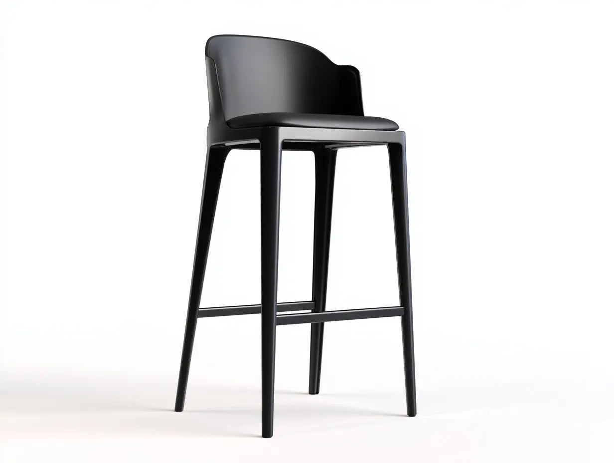 Taburete de bar para exteriores de metal y polipropileno 50×53×103 cm - negro - respaldo curvo minimalista para terraza
