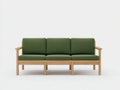 Sofá de 3 plazas de madera y tejido 210×83×80 cm - verde musgo y roble natural - estructura reforzada para salón