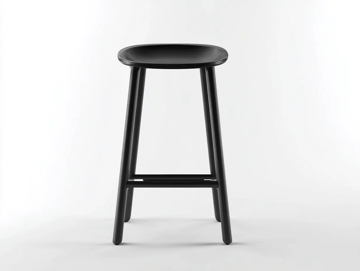 Taburete de bar para exteriores 40×38×76 cm - madera negra - asiento cóncavo para terraza