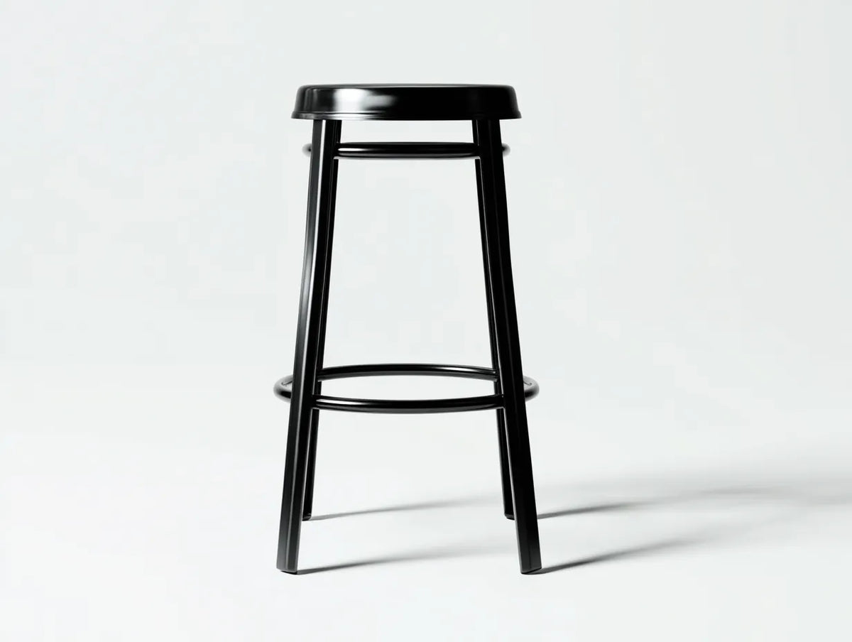 Taburete de bar para exteriores de madera 38×36×76 cm - negro - diseño clásico con reposapiés circular para terraza