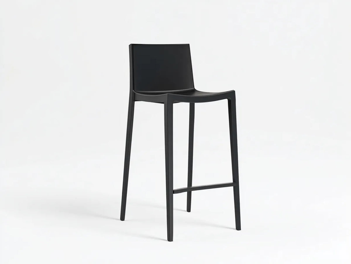 Taburete de bar para exteriores de aluminio y polipropileno 44×49×101 cm - negro - respaldo alto para terraza