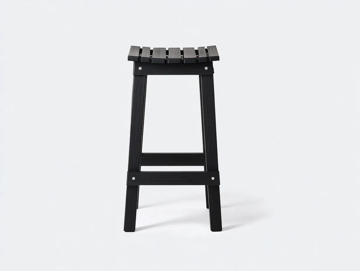 Taburete de bar para exteriores de madera 38×38×76 cm - negro - asiento curvo para terraza