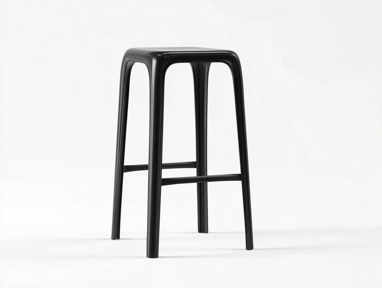 Taburete de bar para exteriores de resina 36×36×75 cm - negro - diseño cuadrado para terraza