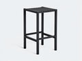 Taburete de bar para terraza 38×38×76 cm - metal negro - asiento de lamas minimalista