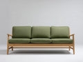 Sofá de 3 plazas tapizado 198×80×79 cm - verde oliva y madera clara - estilo nórdico
