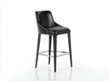 Taburete de bar para exteriores 50×54×105 cm - tapizado negro - respaldo envolvente con reposapiés metálico
