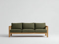 Sofá de 3 plazas tapizado 198×81×77 cm - verde musgo y madera clara - estilo nórdico