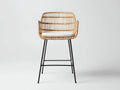Taburete de bar para exteriores de ratán sintético y acero 55×57×108 cm - natural negro y blanco - asiento acolchado para terraza