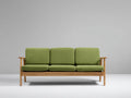 Sofá de 3 plazas de madera y tejido 205×82×80 cm - verde lima y roble natural - diseño nórdico para salón