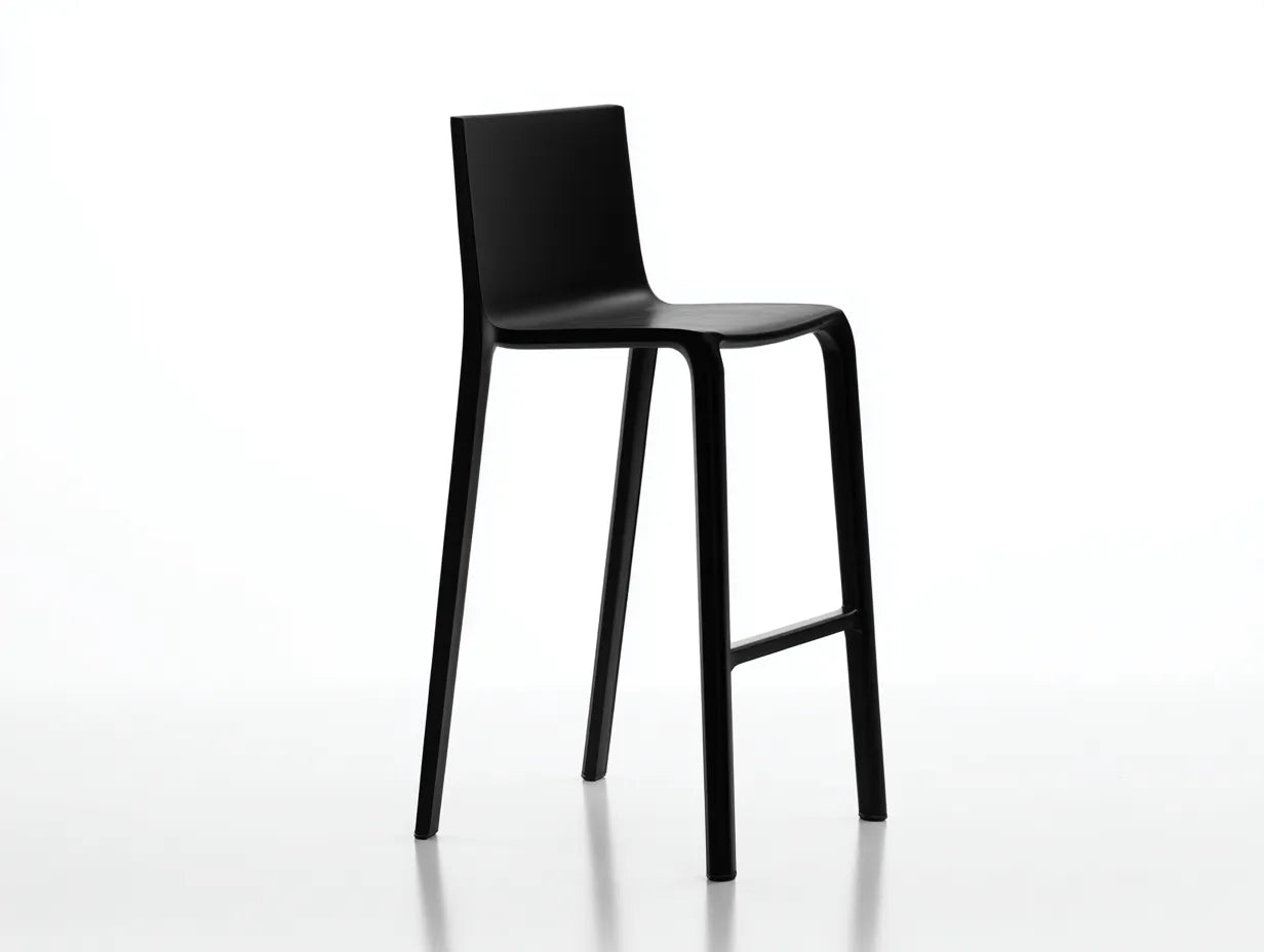 Taburete de bar para exteriores de acero y polipropileno 43×48×100 cm - negro - asiento ergonómico minimalista para terraza