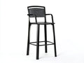 Taburete de bar para exteriores 58×57×108 cm - metal negro - con reposabrazos y respaldo perforado