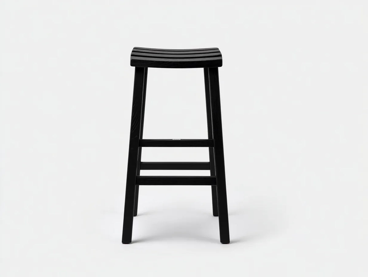 Taburete de bar para exteriores de madera 36×34×74 cm - negro - diseño minimalista con reposapiés