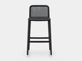 Taburete de bar para exteriores 47×50×103 cm - resina negra - respaldo de rejilla y diseño ligero