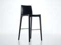 Taburete de bar para exteriores 48×52×108 cm - resina negra - respaldo alto con reposapiés