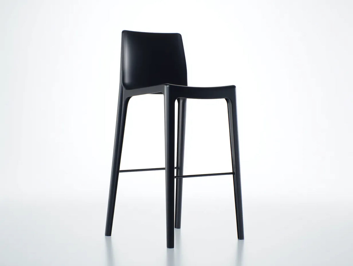 Taburete de bar para exteriores 48×52×108 cm - resina negra - respaldo alto con reposapiés